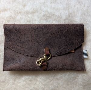 Meanwhile Back On The Farm Envelope Foldover Leather Clutch